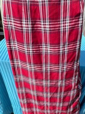 Red Plaid Maxi Skirt - Classic Tartan Long Skirt. Size 10.